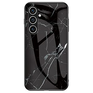 Θήκη Samsung Galaxy A16 4G / A16 5G OEM σχέδιο Marble με Πλάτη Tempered Glass TPU μαύρο