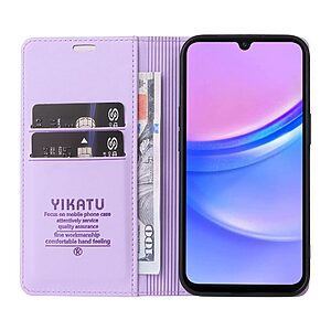 υποδοχή καρτών και μαγνητικό κούμπωμα Flip Wallet από συνθετικό δέρμα και TPU μωβ ανοιχτό