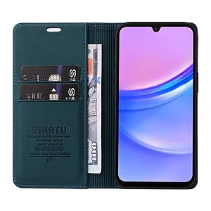 υποδοχή καρτών και μαγνητικό κούμπωμα Flip Wallet από συνθετικό δέρμα και TPU πράσινο