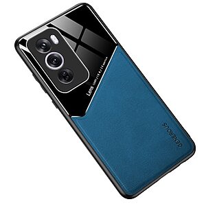 Θήκη Oppo Reno12 Pro 5G OEM Magnetic Glass Series πλάτη με ενσωματωμένο μαγνήτη και υποστήριξη μαγνητικής βάσης από συνθετικό δέρμα TPU μπλε
