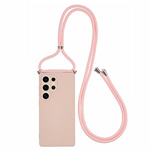 Θήκη Samsung Galaxy S25 Ultra 5G OEM Soft Silicone Sockproof πλάτη με κορδόνι από αντικραδασμικό TPU ροζ