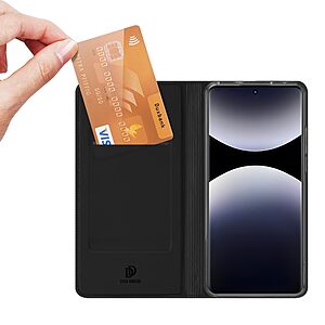 υποδοχή καρτών και μαγνητικό κούμπωμα Flip Wallet από συνθετικό δέρμα και TPU μαύρο