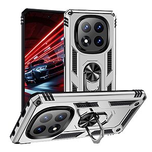 Θήκη Xiaomi Redmi Note 14 Pro 5G / Poco X7 5G Mad Mask πλάτη Armor V2 με Μαγνητικό δαχτυλίδι και Βάση στήριξης TPU ασημί