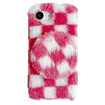 Θήκη iPhone 16e OEM Σχέδιο Fluffy 3d Χνουδωτή με ενσωματομένο καθρέφτη από σιλοκόνη και TPU ροζ
