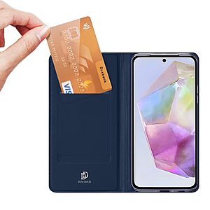 υποδοχή καρτών και μαγνητικό κούμπωμα Flip Wallet από συνθετικό δέρμα και TPU μπλε