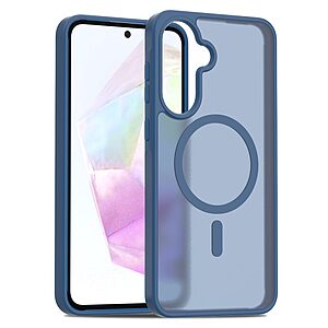 Θήκη Samsung Galaxy A36 / A56 Mad Mask Silicone Sockproof Frame συμβατό με MagSafe φορτιστή Transparent Πλάτη TPU μπλε