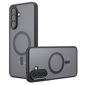 Θήκη Samsung Galaxy A56 Mad Mask Magnetic Matte Hybrid συμβατό με MagSafe φορτιστή Transparent Πλάτη TPU μαύρο