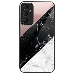 Θήκη Samsung Galaxy A56 OEM σχέδιο Three-Color Marble με πλάτη από Tempered Glass και εσωτερικό TPU