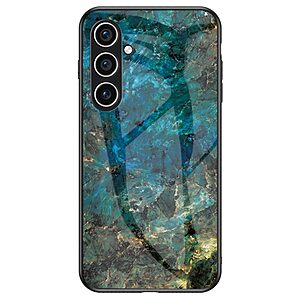 Θήκη Samsung Galaxy A56 OEM σχέδιο Marble με Πλάτη Tempered Glass TPU σμαραγδί