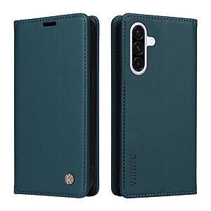 Θήκη Samsung Galaxy A56 YIKATU Folio Series v5 με βάση στήριξης, υποδοχή καρτών και μαγνητικό κούμπωμα Flip Wallet από συνθετικό δέρμα και TPU πράσινο