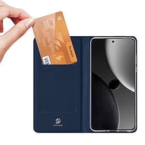 υποδοχή καρτών και μαγνητικό κούμπωμα Flip Wallet από συνθετικό δέρμα και TPU μπλε
