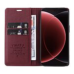 υποδοχή καρτών και μαγνητικό κούμπωμα Flip Wallet από συνθετικό δέρμα και TPU κόκκινο σκούρο