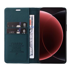 υποδοχή καρτών και μαγνητικό κούμπωμα Flip Wallet από συνθετικό δέρμα και TPU πράσινο