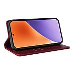 Θήκη Xiaomi 15 YIKATU Folio Series v5 με βάση στήριξης, υποδοχή καρτών και μαγνητικό κούμπωμα Flip Wallet από συνθετικό δέρμα και TPU κόκκινο σκούρο - Image 4