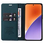 υποδοχή καρτών και μαγνητικό κούμπωμα Flip Wallet από συνθετικό δέρμα και TPU πράσινο