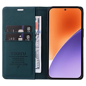 υποδοχή καρτών και μαγνητικό κούμπωμα Flip Wallet από συνθετικό δέρμα και TPU πράσινο