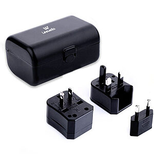 Universal Αντάπτορας Πρίζας Leewello 3.0Α από και προς όλους τους τύπους πρίζας  - μαύρο