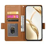 υποδοχές καρτών και εσωτερικό μαγνητικό κούμπωμα Flip Wallet από συνθετικό δέρμα καφέ