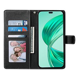 υποδοχές καρτών και μαγνητικό κούμπωμα Flip Wallet από συνθετικό δέρμα μαύρο