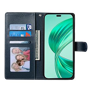 υποδοχές καρτών και μαγνητικό κούμπωμα Flip Wallet από συνθετικό δέρμα μπλε σκούρο