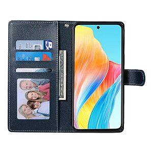 υποδοχές καρτών και μαγνητικό κούμπωμα Flip Wallet από συνθετικό δέρμα μπλε σκούρο