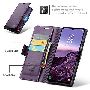 υποδοχές καρτών και μαγνητικό κούμπωμα από συνθετικό δέρμα και TPU μώβ