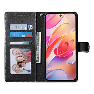 υποδοχές καρτών και μαγνητικό κούμπωμα Flip Wallet από συνθετικό δέρμα μαύρο