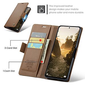 υποδοχές καρτών και μαγνητικό κούμπωμα από συνθετικό δέρμα και TPU καφέ