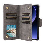 υποδοχές καρτών με φερμουάρ και μαγνητικό κούμπωμα από συνθετικό δέρμα και TPU γκρι