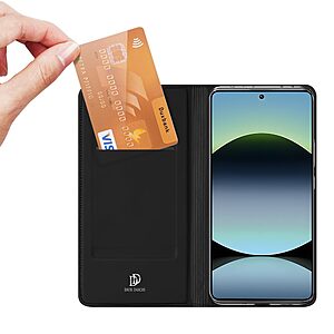 υποδοχή καρτών και μαγνητικό κούμπωμα Flip Wallet από συνθετικό δέρμα και TPU μαύρο
