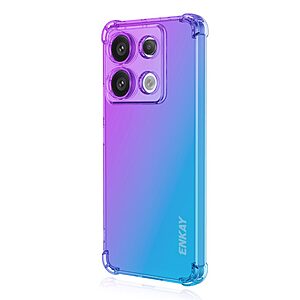 Θήκη Xiaomi Redmi Note 14S ENKAY Silicone Sockproof Anti-Slip Color Transparent Πλάτη TPU μπλε / μωβ