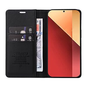 υποδοχή καρτών και μαγνητικό κούμπωμα Flip Wallet από συνθετικό δέρμα και TPU μαύρο