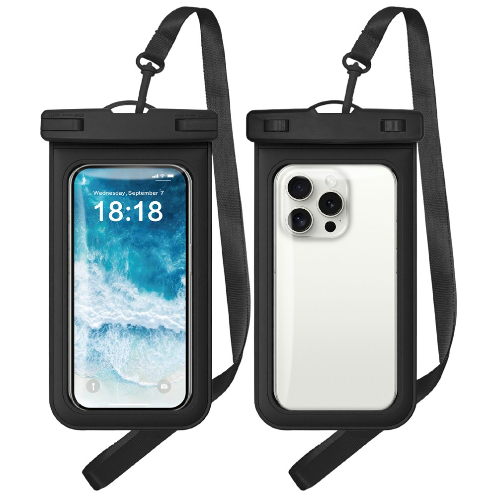 Διάφανη Αδιάβροχη Θήκη Κινητού PVC IPX8 (έως 7") - Μαύρο Universal Αδιάβροχη Θήκη Κινητού IPX8 (30m) για Συσκευές έως 7.0'' - Μαύρο