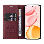 υποδοχή καρτών και μαγνητικό κούμπωμα Flip Wallet από συνθετικό δέρμα και TPU μπορντό / κόκκινο