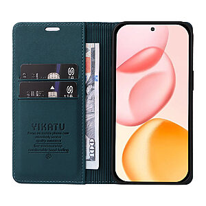 υποδοχή καρτών και μαγνητικό κούμπωμα Flip Wallet από συνθετικό δέρμα και TPU πράσινο