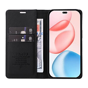 υποδοχή καρτών και μαγνητικό κούμπωμα Flip Wallet από συνθετικό δέρμα και TPU μαύρο