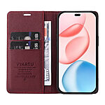 υποδοχή καρτών και μαγνητικό κούμπωμα Flip Wallet από συνθετικό δέρμα και TPU μπορντό / κόκκινο