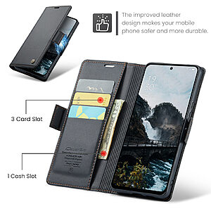 υποδοχές καρτών και μαγνητικό κούμπωμα από συνθετικό δέρμα και TPU μαύρο