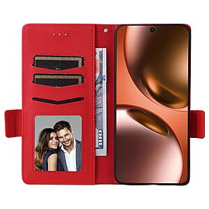 υποδοχές καρτών και μαγνητικό κούμπωμα κόκκινο