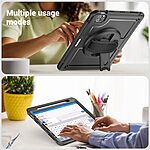 Θήκη iPad Pro (2024) 11" Mad Mask Θήκη Premium με βάση στήριξης, ενισχυμένες γωνίες και ειδικό λουράκι μεταφοράς, διπλή προστασία Πλάτη μαύρο - Image 4