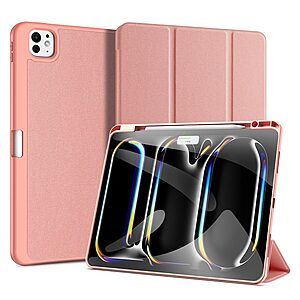 Θήκη iPad Pro (2024) 13" DUX DUCIS Domo Series Tri-Fold με ειδική θέση για πενάκι και ενισχυμένη εσωτερική πλάτη ροζ