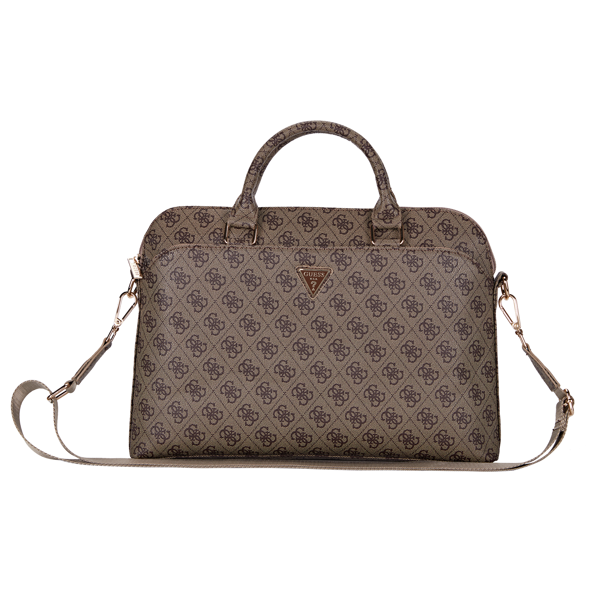 GUCB15P4DPTW_1 Guess Grained 4G Logo Computer Bag 13"-15" (Brown - GUCB15P4DPTW) - Image 1