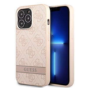 Guess "4G Logo Collection" Printed Stripe Θήκη προστασίας από δερματίνη – iPhone 13 Pro (Ροζ)