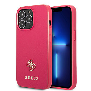 Guess "Small 4G Logo Collection" Hard Case Saffiano Leather Θήκη προστασίας από δερματίνη – iPhone 13 Pro (Ροζ)