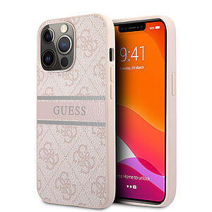 Guess "4G Logo Collection" Printed Stripe Θήκη προστασίας από δερματίνη – iPhone 13 Pro Max (Ροζ)