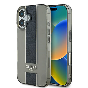 Guess Translucent IML 4G Middlestripe Case Θήκη προστασίας από σιλικόνη – iPhone 16 (Μαύρο – GUHCP16SHS4PPK)