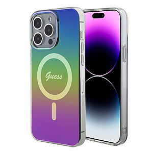 Guess Iridescent Magsafe Case Πολύχρωμη θήκη προστασίας από σκληρό πλαστικό – iPhone 15 Pro Max (Rainbow Black – GUHMP15XHITSK)