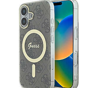 Guess Magsafe “4G Logο” Hard Case Ημιδιάφανη Θήκη προστασίας από σκληρό πλαστικό – iPhone 16 (Διάφανο/Καφέ – GUHMP16SH4STW)