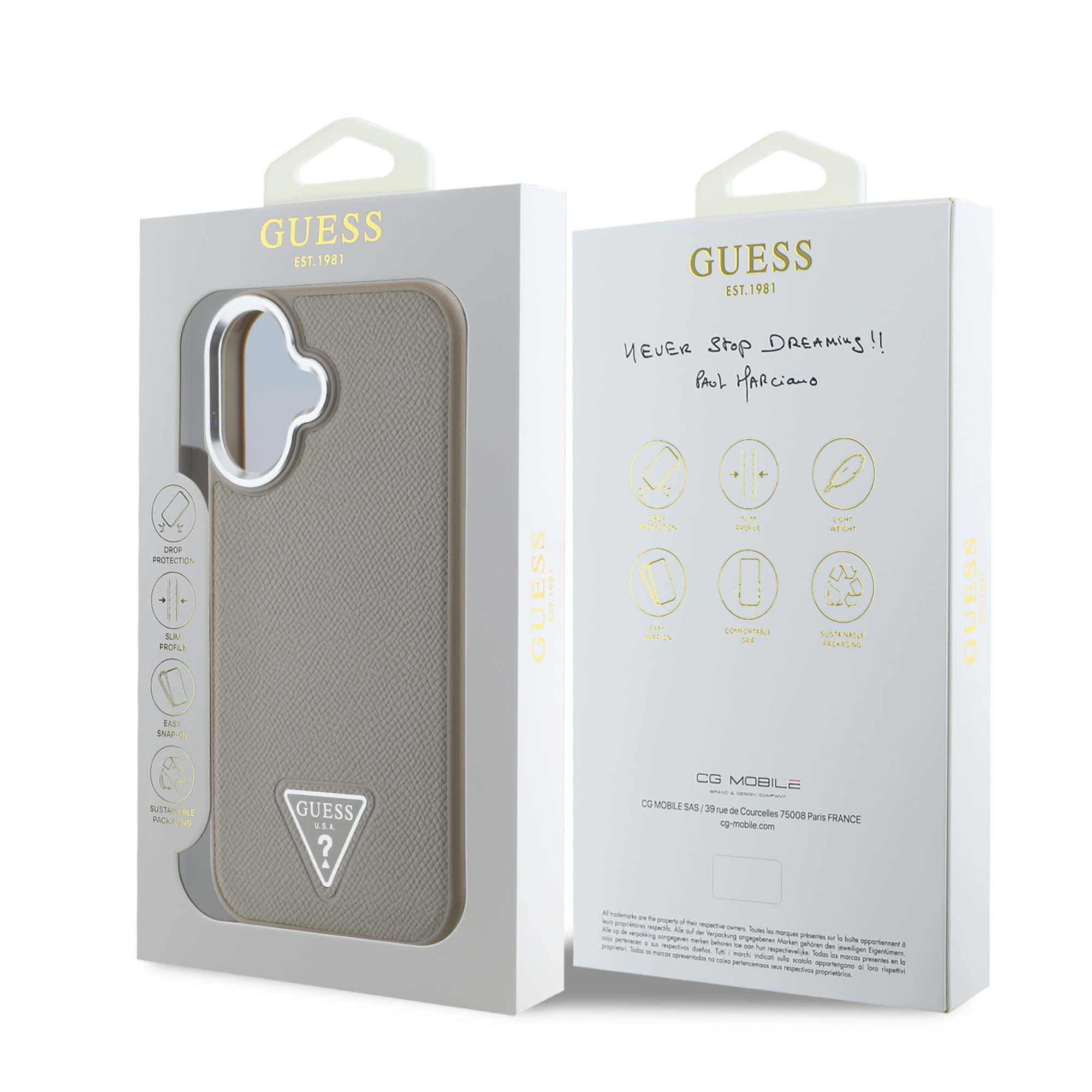 GUHMP16SPGTSPSW_8 Guess Magsafe “Triangle Logo” Grained PU Case Θήκη προστασίας από δερματίνη – iPhone 16 (Καφέ – GUHMP16SPGTSPSW) - Image 1