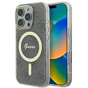 Guess Magsafe “4G Logο” Hard Case Ημιδιάφανη Θήκη προστασίας από σκληρό πλαστικό – iPhone 16 Pro Max (Διάφανο/Καφέ – GUHMP16XH4STW)